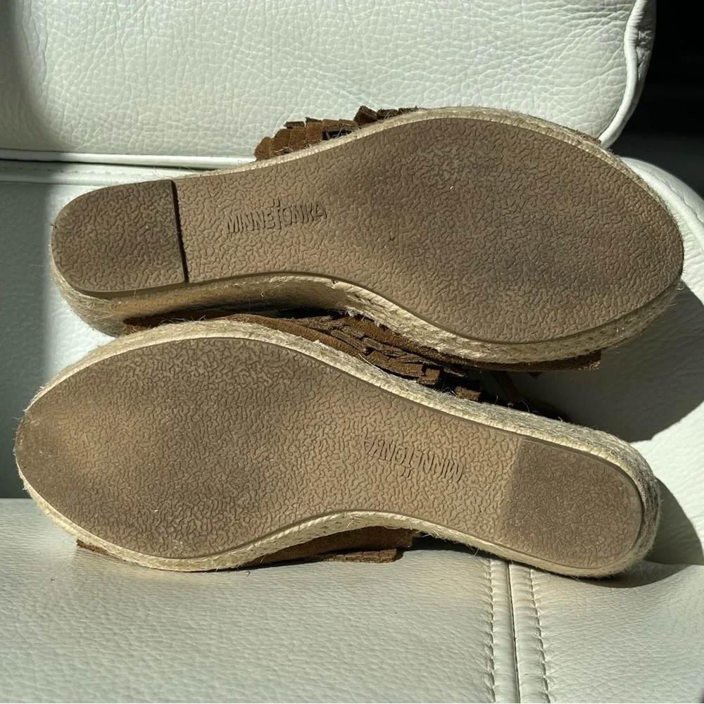 Minnetonka brown suede wedges